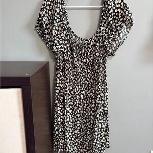 H&M Black and Cream Floral Mini Dress